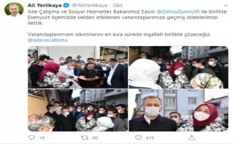 Aile Bakanı ve İstanbul Valisi selden etkilenen vatandaşları ziyaret etti
