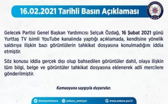 Ankara Emniyet Müdürlüğü’nden Selçuk Özdağ’ın açıklamalarına yalanlama
