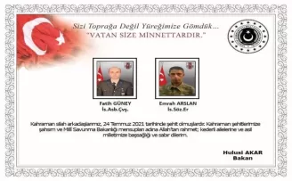 Bakan Akar’dan başsağlığı mesajı
