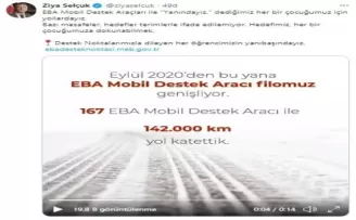 Bakan Selçuk’tan EBA Mobil Destek Araçları paylaşımı
