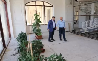 Başkan Akgün makam balkonunda organik meyve ve sebze yetiştiriyor
