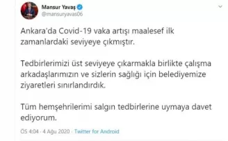 Başkan Yavaş’tan korona virüs uyarısı
