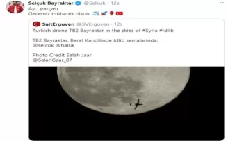 Bayraktar’dan İdlib semalarında dolunayla buluşan yerli İHA paylaşımı
