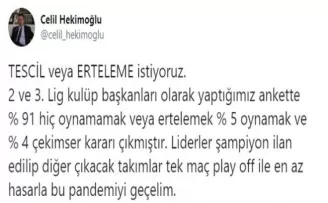 Kulüp Başkanlarının %91'i ligler oynansın istemiyor!