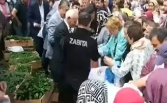 CHP'li belediyenin fidan dağıtımında izdiham!