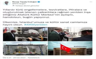 Cumhurbaşkanı Erdoğan’dan AKM paylaşımı
