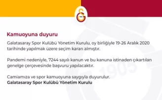 Galatasaray seçime gidiyor

