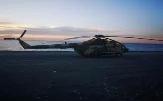 Giresun’a acil iniş yapan helikopter