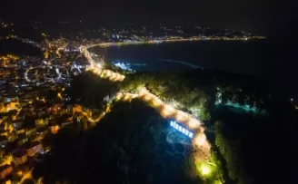 Giresun Kalesine yerleştirilen ışıklı Giresun tabelasının açılışı yapıldı
