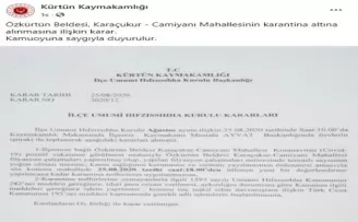 Gümüşhane’de bir mahalle karantinaya alındı
