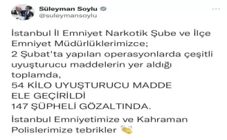 İçişleri Bakanı Süleyman Soylu duyurdu: 147 kişi gözaltına
