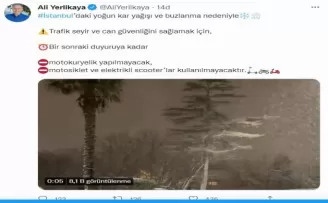 İstanbul’da kar yağışı nedeniyle motokuryelik yapılmayacak
