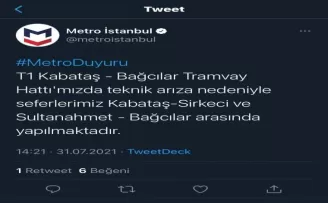 İstanbul’da tramvay raydan çıktı
