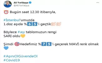 İstanbul’un aşı tablosu rengi sarı oldu
