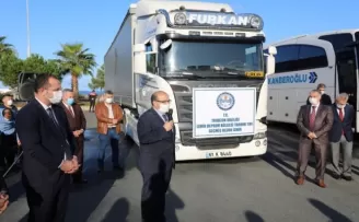 İzmir’e yardım tırları Akçaabat’tan yola çıktı
