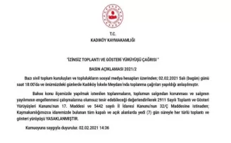 Kadıköy Kaymakamlığı’ndan ’7 günlük yasak’ açıklaması
