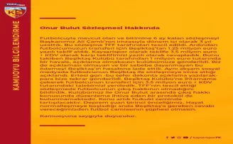 Kayserispor’dan Onur Bulut açıklaması

