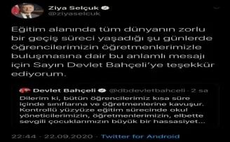 Milli Eğitim Bakanı Selçuk’dan MHP lideri Bahçeli’ye teşekkür mesajı
