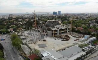 (Özel) İnşaatı devam eden Levent Cami drone ile havadan görüntülendi
