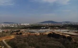 Sancaktepe’de yapılan hastane inşaatındaki son durum havadan görüntülendi