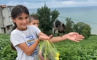 Rizeli küçük kız ’Şakir’ ismini verdiği kargasından bir an olsun ayrılmıyor
