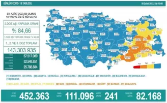 Son 24 saatte korona virüsten 241 kişi hayatını kaybetti
