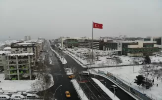 Sultangazi’de kar manzaraları havadan görüntülendi
