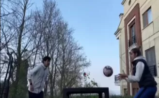Trabzonsporlu Guilherme antrenmanlarını eşi ile birlikte yapıyor

