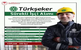 Türkşeker, 130 sürekli işçi alacak
