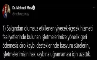 Yiyecek-içecek sektöründe ciro kaybı desteği başvuru süresi uzatıldı

