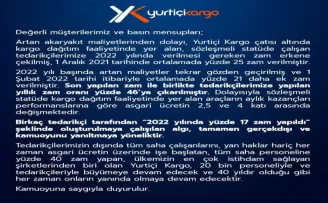 Yurtiçi Kargo’dan personele yapılan zamma ilişkin açıklama
