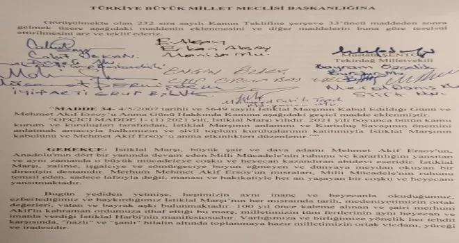 2021 yılı İstiklal Marşı yılı olarak kabul edildi
