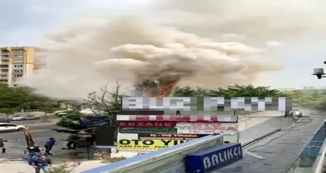 Aile sağlığı merkezinin bahçesinde korkutan yangın
