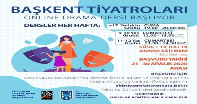 Ankara Büyükşehir Belediyesinden yeni yılda online drama dersi
