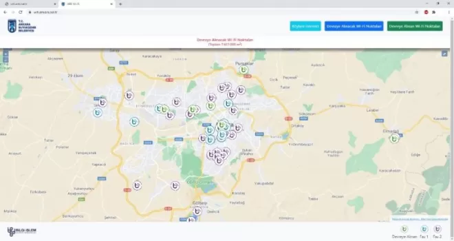 Ankara’da 20 noktada ücretsiz internet hizmeti
