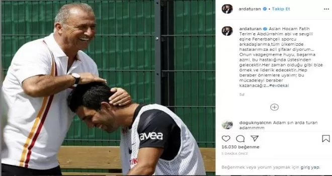 Arda Turan’dan Fatih Terim’e geçmiş olsun mesajı
