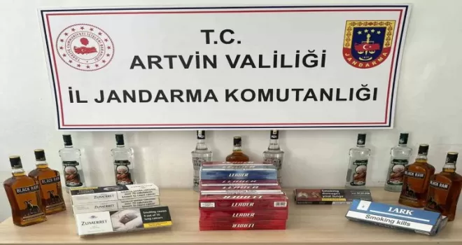 Artvin’de jandarmadan kaçak sigara ve içki operasyonu