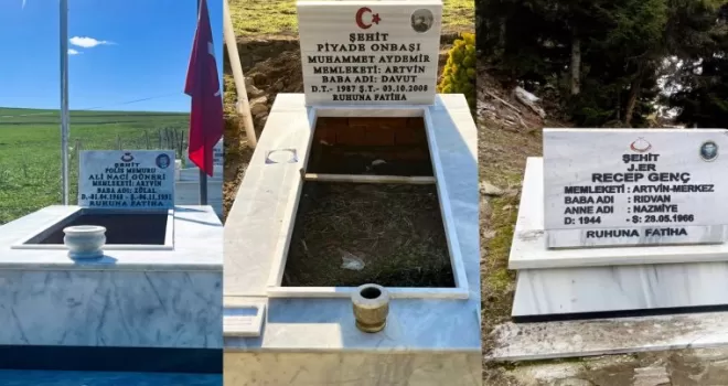 Artvin’de şehit mezarlarına bakım