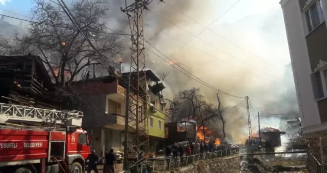 Artvin’in Yusufeli ilçesi Dereiçi köyünde yangın
