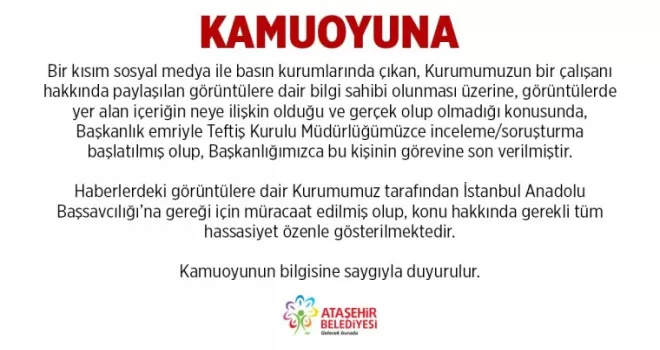 Ataşehir Belediyesinden rüşvet iddialarına ilişkin açıklama
