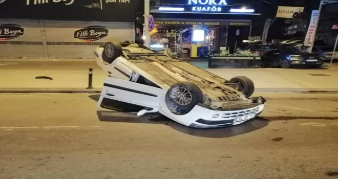 Bağdat Caddesi’nde bir otomobil takla attı
