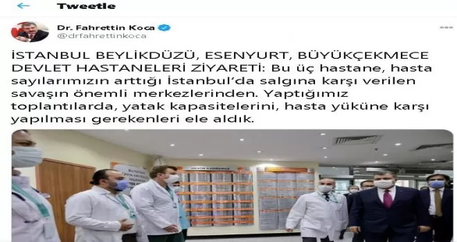Bakan Koca’dan hastaneleri ziyaret paylaşımı
