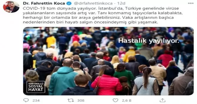 Bakan Koca’dan tanı konmamış korona virüs taşıyıcılarına karşı uyarı
