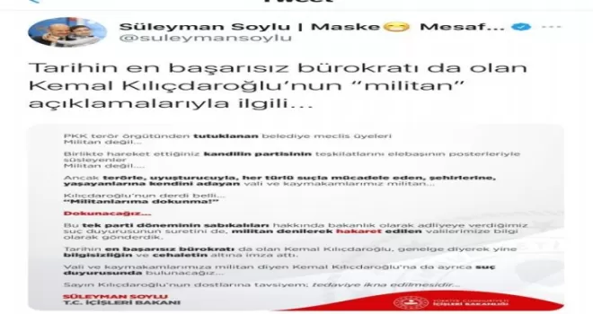 Bakan Soylu’dan Kılıçdaroğlu’na sert tepki
