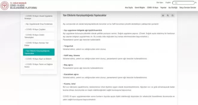 Bakanlık Covid-19 aşısı sonrasında oluşabilecek yan etkileri paylaştı

