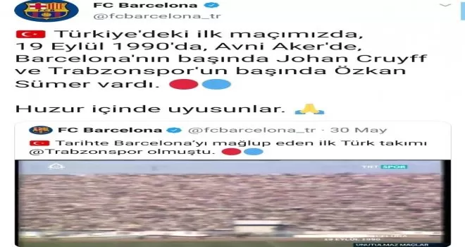 Barcelona, Özkan Sümer için başsağlığı mesajı yayımladı
