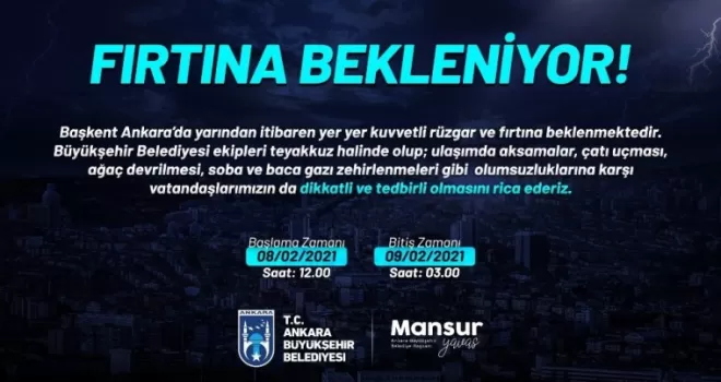Başkent için fırtına uyarısı
