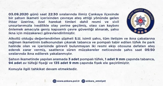 Başkent’te sağa sola ateş eden şahıs yakalandı
