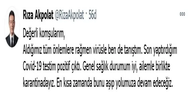 Beşiktaş Belediye Başkanı Rıza Akpolat, korona virüse yakalandı
