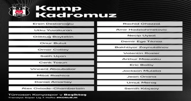 Beşiktaş’ın Konyaspor maçı kamp kadrosu açıklandı
